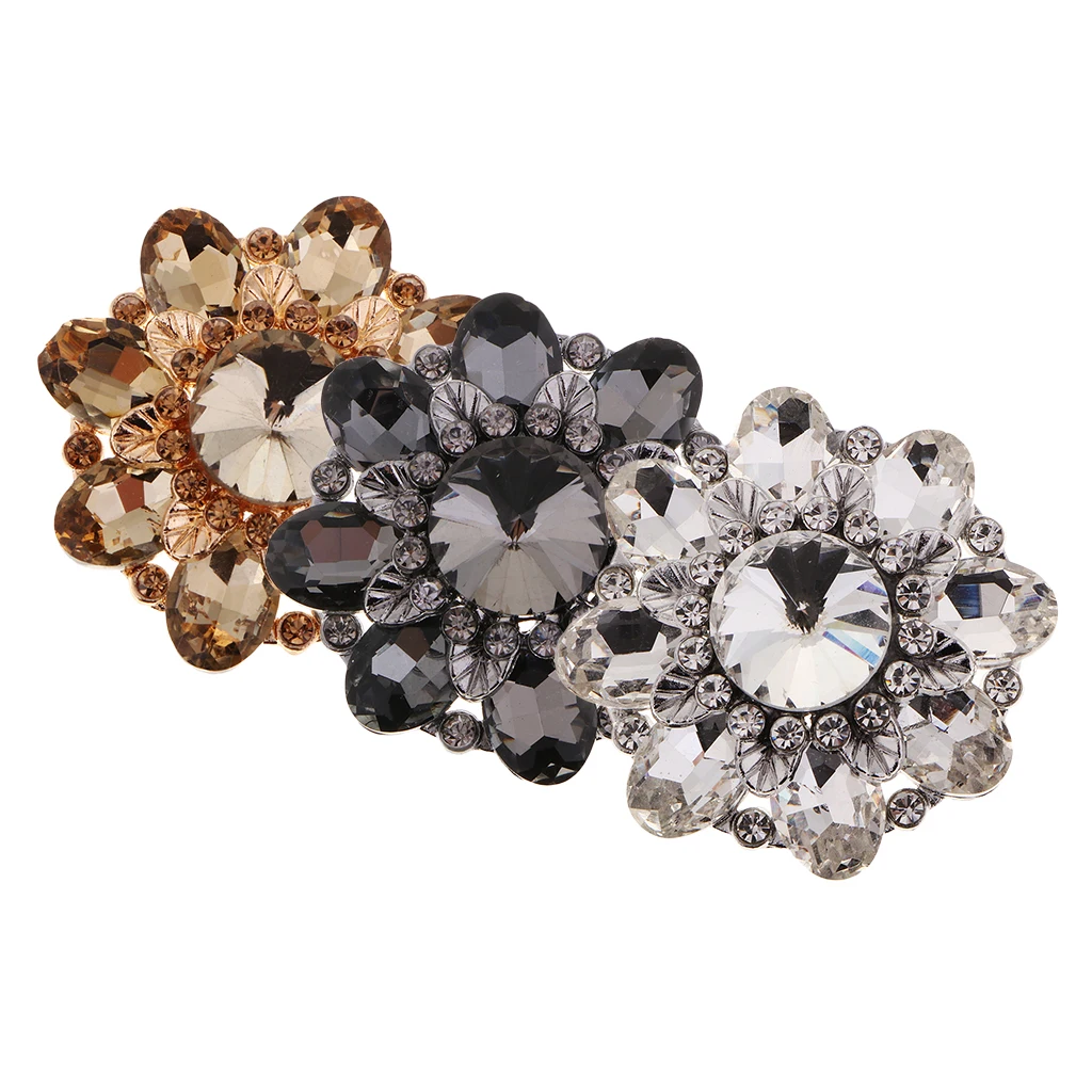 Flower Alloy Crystal Rhinestone Shank Buttons Sewing Decorative Buttons for Sewing Clothing Sweater Dress DIY Crafts Supplies