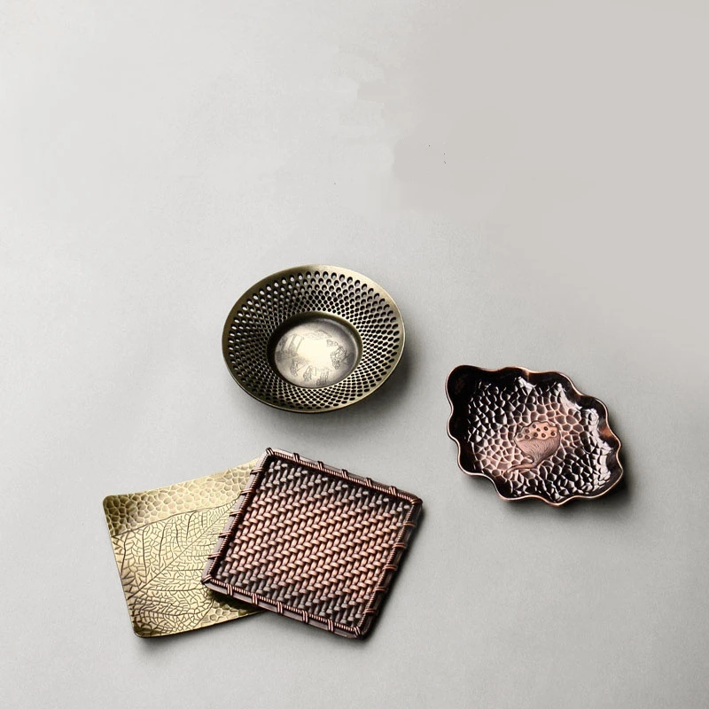 

Japanese Style Metal Tea Cup Mat Vintage Cup Coasters Table Decoration Accessories High Quality Tea Ceremony Accessories