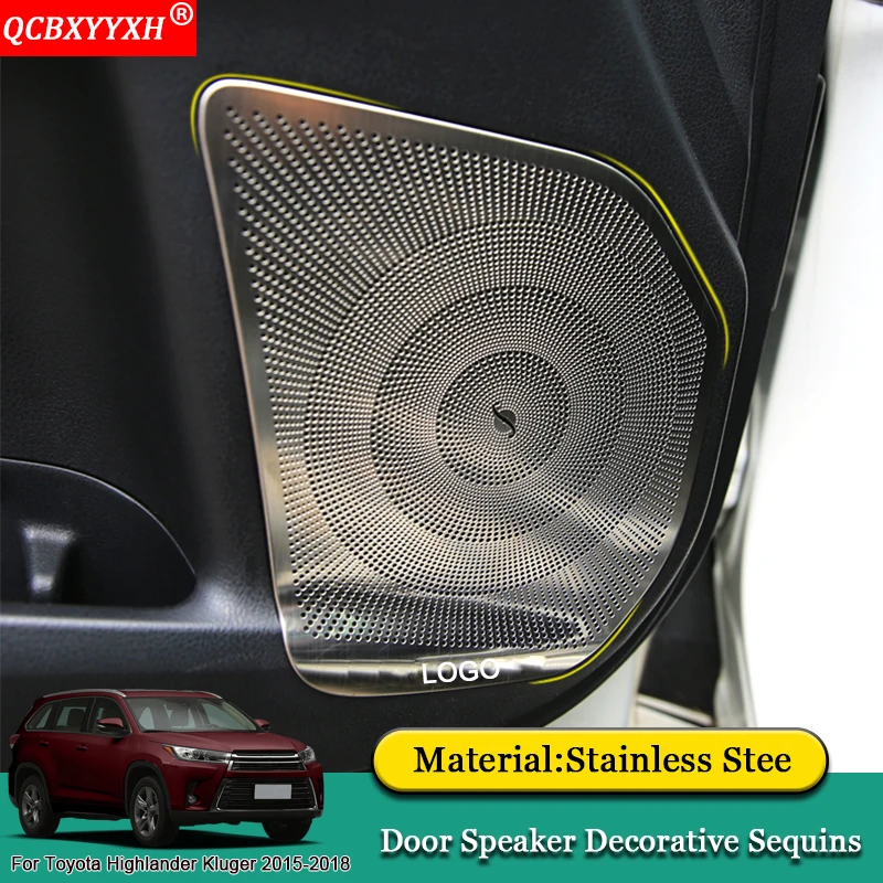 

QCBXYYXH Car-styling Car Door Speaker Decorative Frame Sequins Door Interior Accessories For Toyota Highlander Kluger 2015-2018