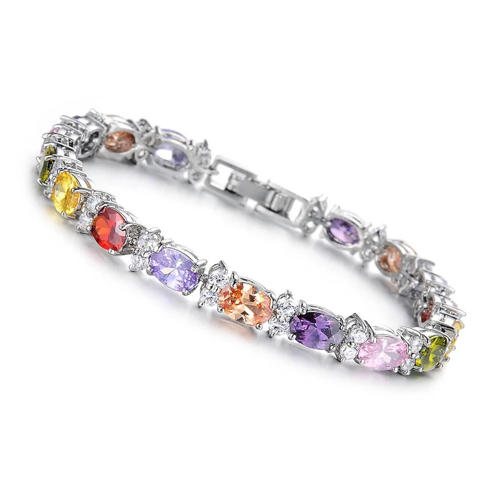Fate Love Fashion New Arrival Bracelets AAA Cubic Zircon Colour Stones Silver Color Wedding Bracelet Woman Party Jewelry FL419