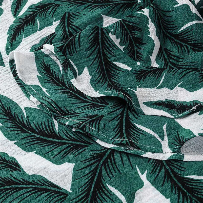 Fashion dress women summer Autumn 2018 Ladies Casual Three Quarter Leaf Printed Boho Dresses O-Neck Mini Dress vestido A21#N (6)