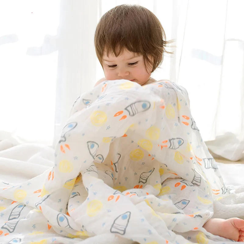 2 layers muslin cotton gauze blanket newborn scarf baby bath towel