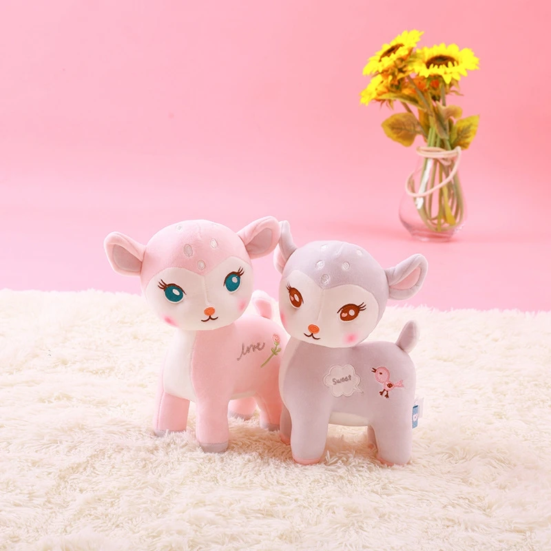 New 28/36/46cm Cute Super Soft Filled Wild Animal Gray Pink Deer Cartoon Plush Toy Soft Plush Deer Doll To Give  Children A Gift