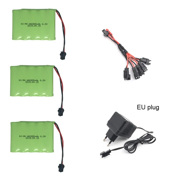 6V 2800mAh Ni-MH аккумулятор с зарядным устройством 5в1 кабель набор для RC игрушки электрические игрушки AA батарея 6 v батарея Группа игрушек Запчасти оптом - Цвет: Фиолетовый