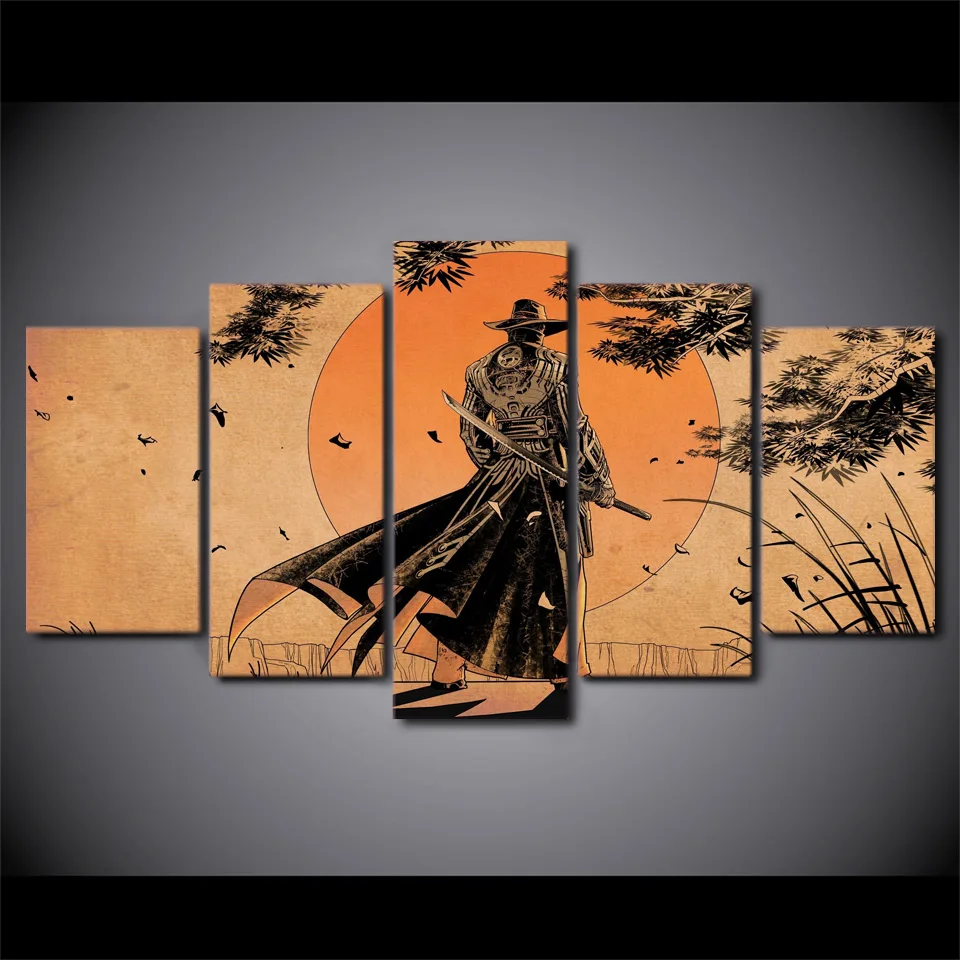 2017 JIE DO ART 5 Pieces Modern Printed Animation Poster One Piece Painting For Living Room Wall Art Pictures Canvas | Дом и сад
