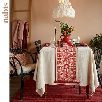 

Paper window Vintage Embroidered floral table runner linens cloth home office hotel wedding party decoration table cover