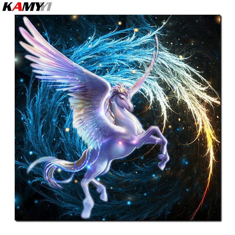 

5D Diy diamond painting cross stitch blue wings unicorn Full Square Diamond embroidery Needlework Rhinestone Mosaic decor B622