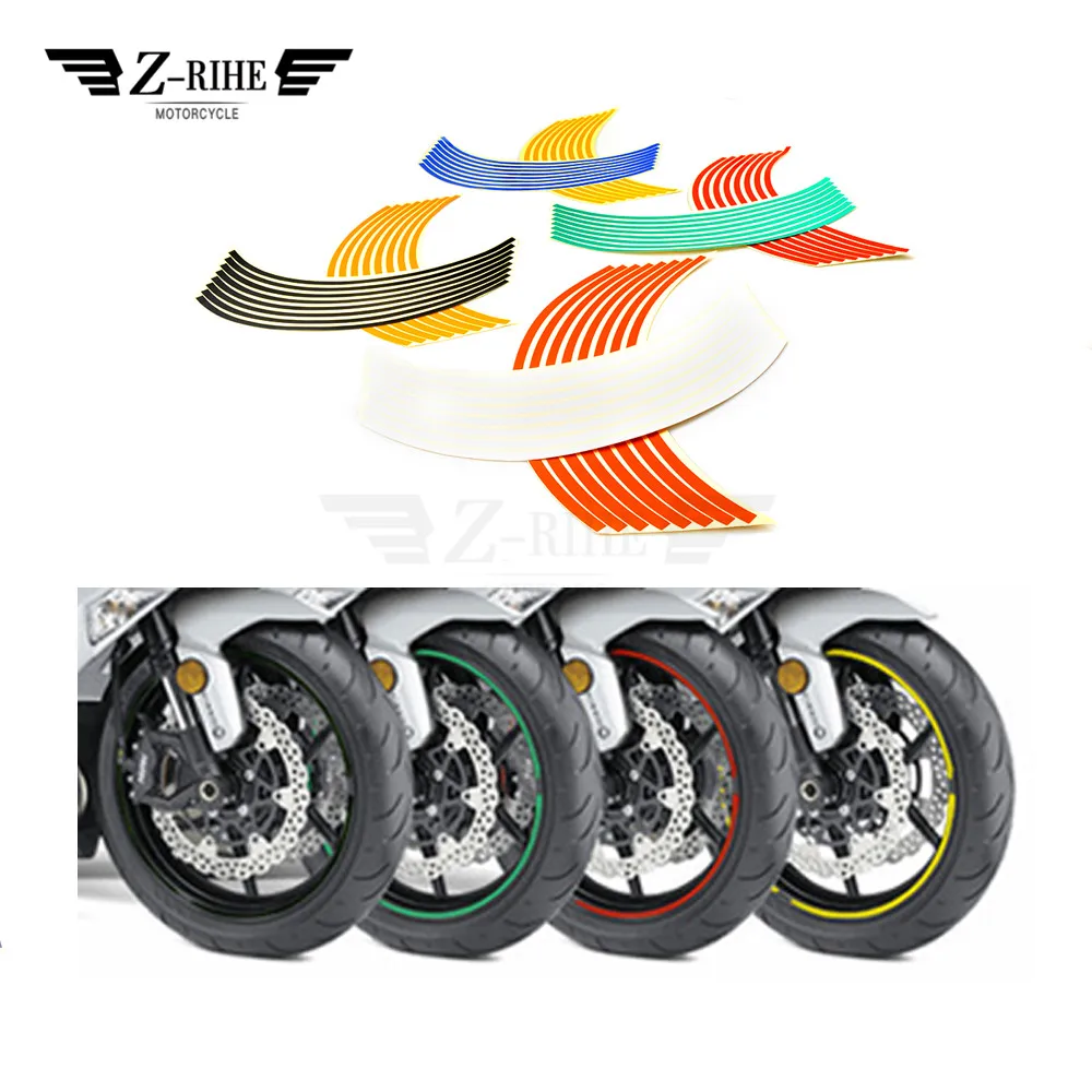 7 Colors Options 16 Strips Motorcycle Wheel Sticker Rim Stripe Tape 17