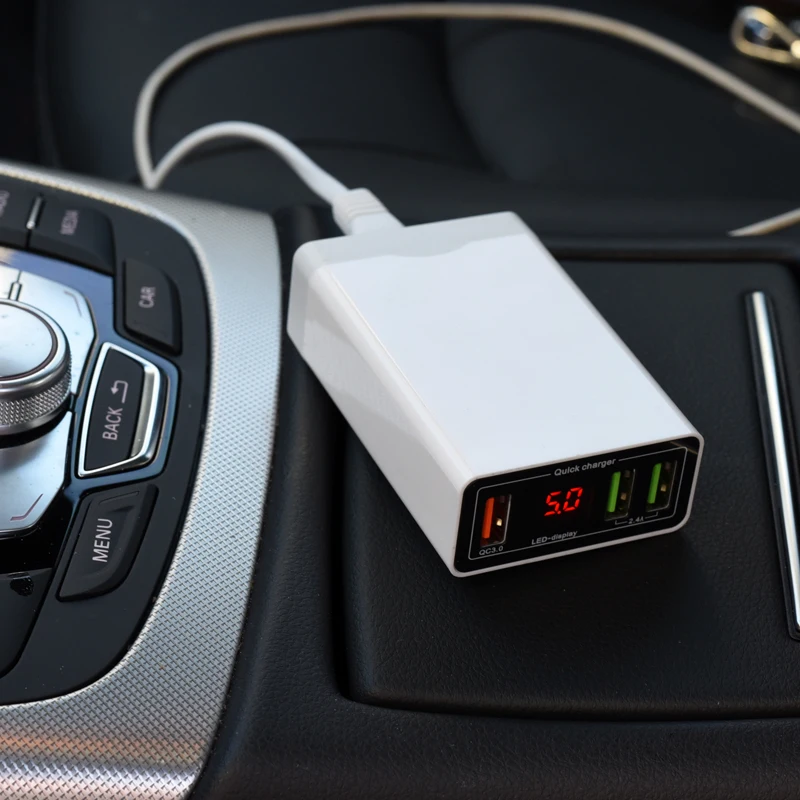 12 В 24 5 USB быстрая зарядка 6 А QC3.0 3 порта с отображением напряжения и тока Зарядка