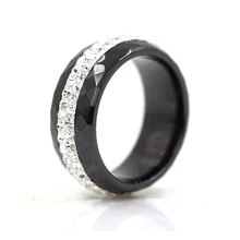 De alta Calidad Negro Y Blanco Estilo Simple Comly Cristal Anillos De Cerámica para Las Mujeres