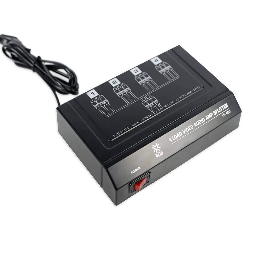 Высокое качество 4 способ 1 в из 3 RCA аудио видео AV Усилители домашние Splitter HDTV DVD VCD