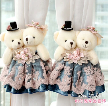

High Quality Low Price Curtain Accessories Wedding Decoration Little Bear Couple For Crutains Tie Back Free Shipping.