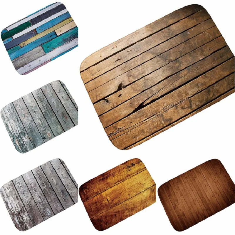 Wood Grain Retro Doormat for Entrance Door Carpet Kitchen Mat Bathroom Floor Mat Hallway Rugs and Carpets for Living Room Tapete