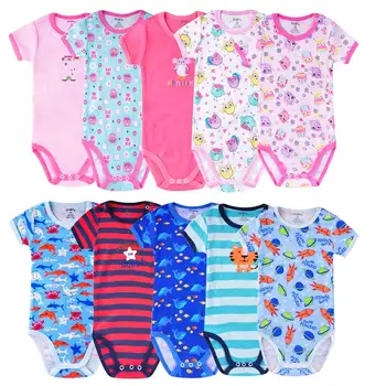 

Redkite 5 pieces boy girl baby romper clothes button newborn short sleeve