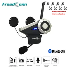 Freedconn T-Rex 1500M 8-Way BT Interphone FM Radio Bluetooth Helmet Intercom Headset Motorcycle Group Talk System