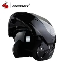 Nenki seguro tirón encima de la motocicleta capacete casco de moto con visera interior negro de la motocicleta de carreras off road casco