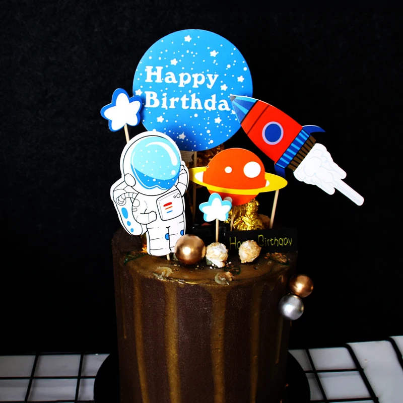 

Astronaut Space Theme Party 1 set/lot Tableware Cake Topper Rocket Birthday Party Decorations Kids For Home Party Decor Supplies