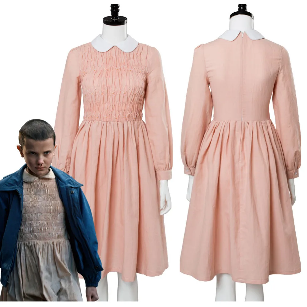

Custom Made Stranger Things Eleven Millie Bobby Cosplay Costume Pink Dress