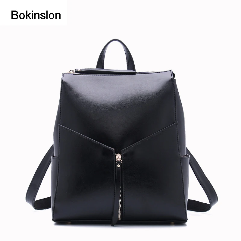 Bokinslon Bag Backpack Women Casual Popular Cow Split Leathe Womens Brand Backpack Fashion All Match Girls