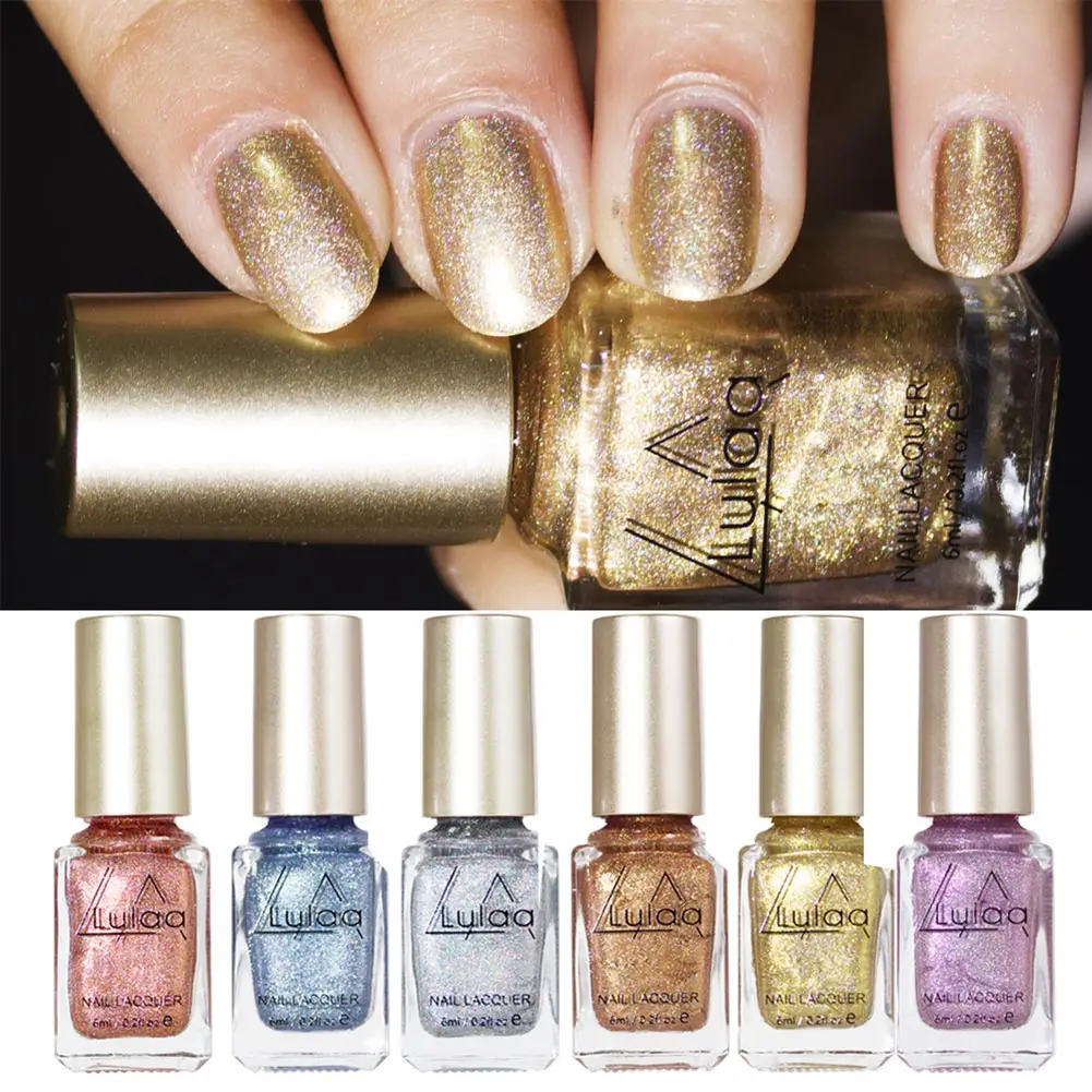 

6 Colors Glitter Squins Nail Polish DIY 3D Nail Art Decoration Fashion Glitter Nail Polish
