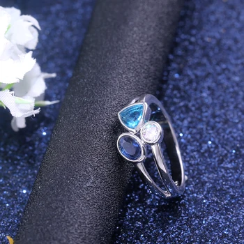Huitan Lucky Triple Different Color Stone Women Rings Wholesale Female Jewelry With Micro Paved Birthday Gift For Girfriend