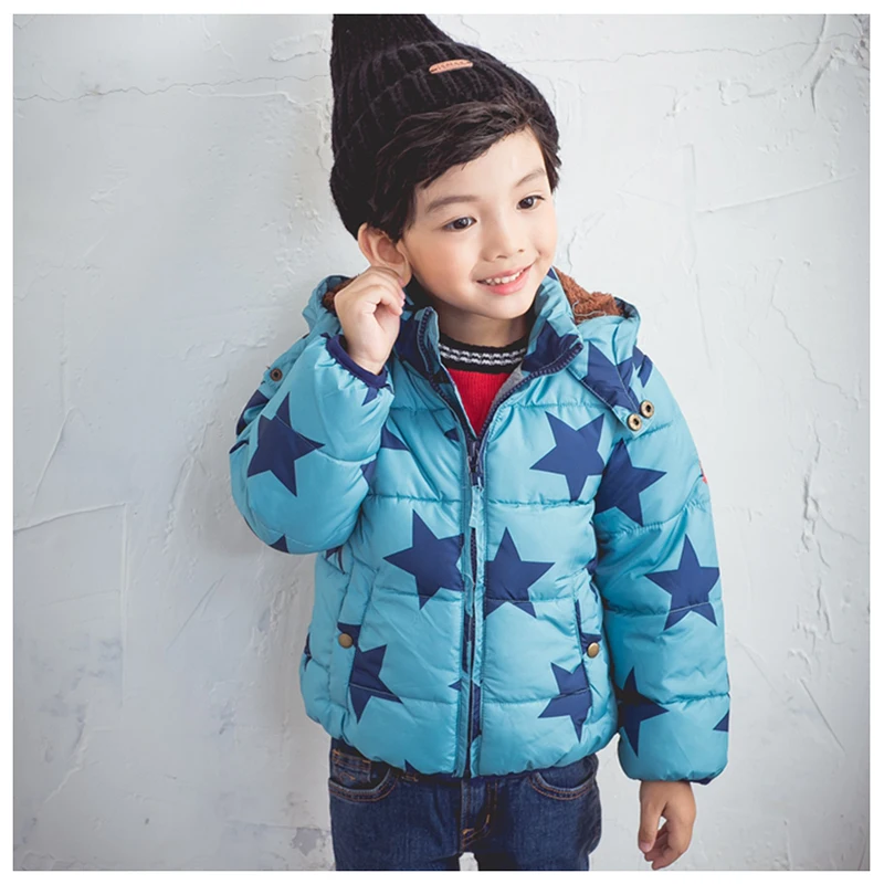 Baby Boy Winter Coats Warm Puffer Jacket for Stars Printed Thicken