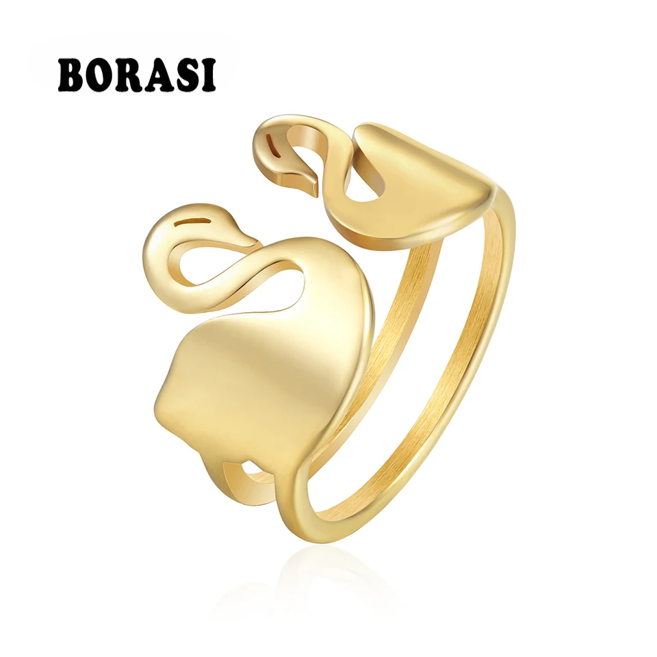 

BORASI Stainless Steel Rings For Women Hollow Beautiful Pattern Stainless Steel Wedding Bands New Rings Engagement Jewelry Ring