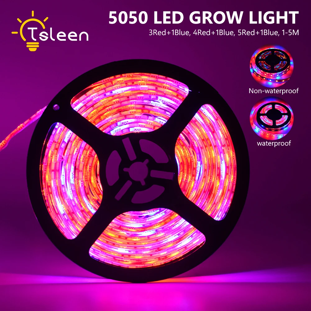 

US EU UK EU Plug Set Waterproof LED Plant Light Strip 220V SMD 5050 3M/4M/5M Hydroponics Lamp Grow Light Indoor Plants Seeding