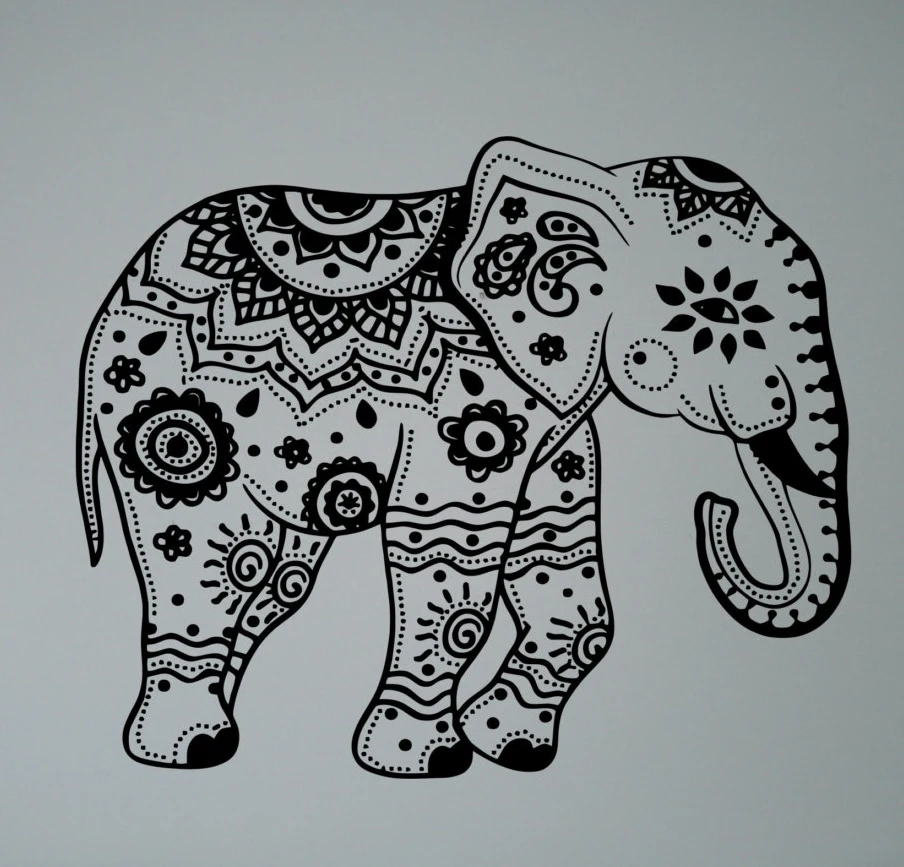 Buy Asian Elephant Vinyl Decal Mehndi Yoga Namaste Patterns Wall Sticker Home