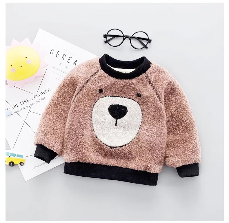 Baby Sweater Girl Boy Autumn Winter Wear Warm Cartoon Sweaters Children Thick Casual Velvet Costume Kids Clothes Suit