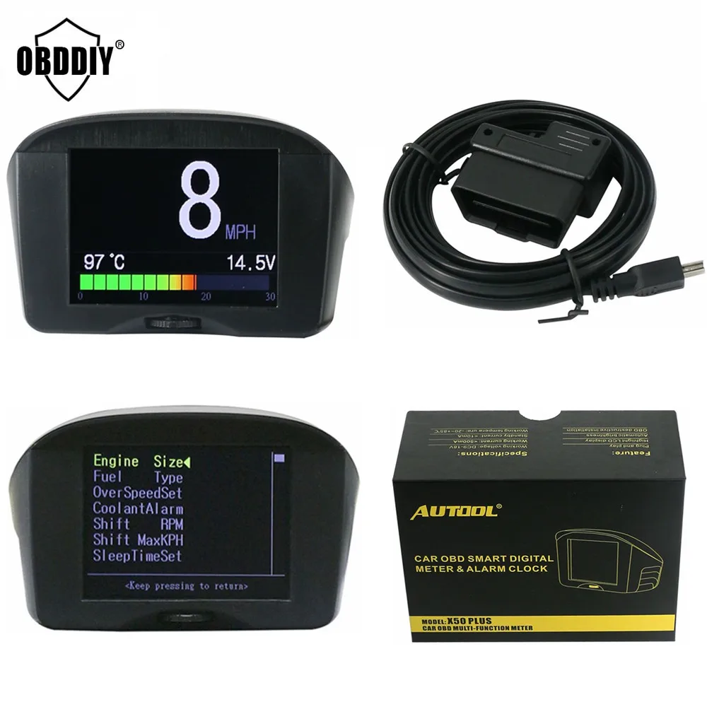 

2.4'' AUTOOL Multi-Function Car OBD Smart Digital meter& Alarm Fault code Water temperature gauge voltage speed meter display
