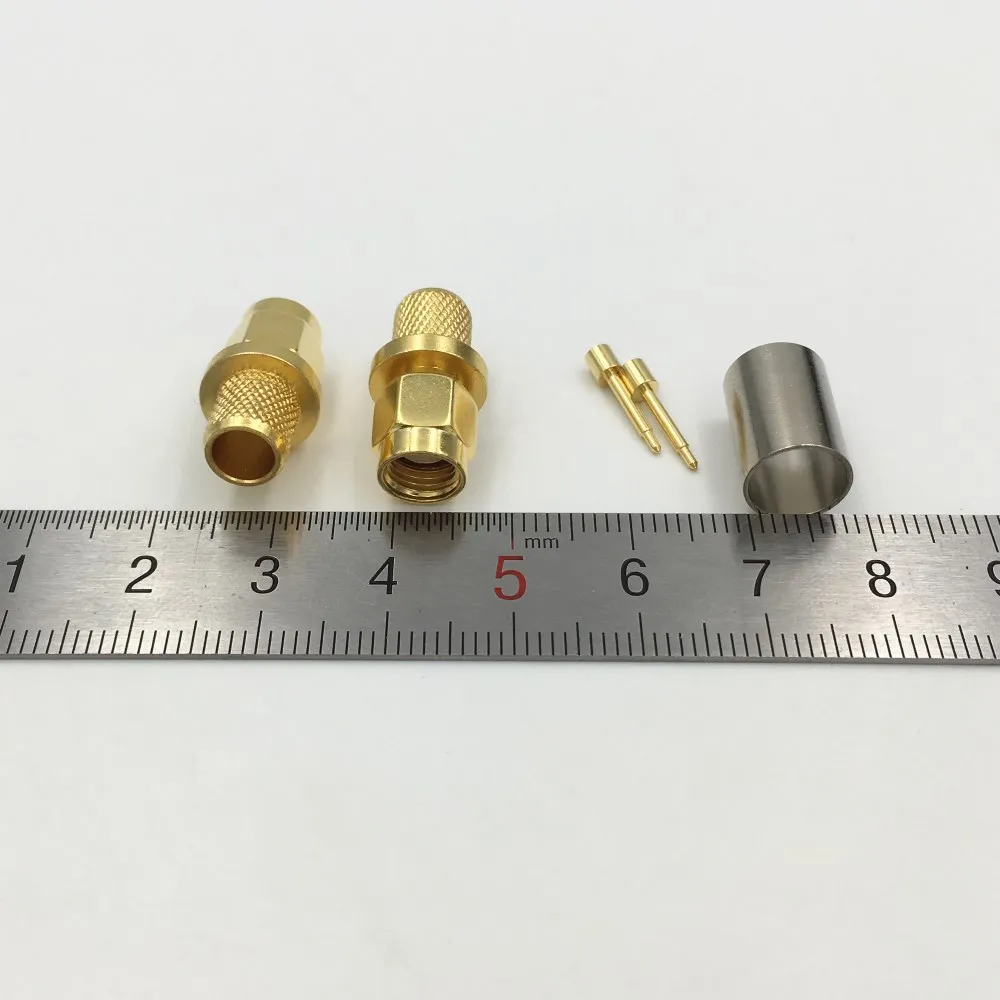 100 шт. латунный штекер SMA RF Coax Jack обжимной разъем для RG5 RG6 5D FB H155 LMR300 прямой