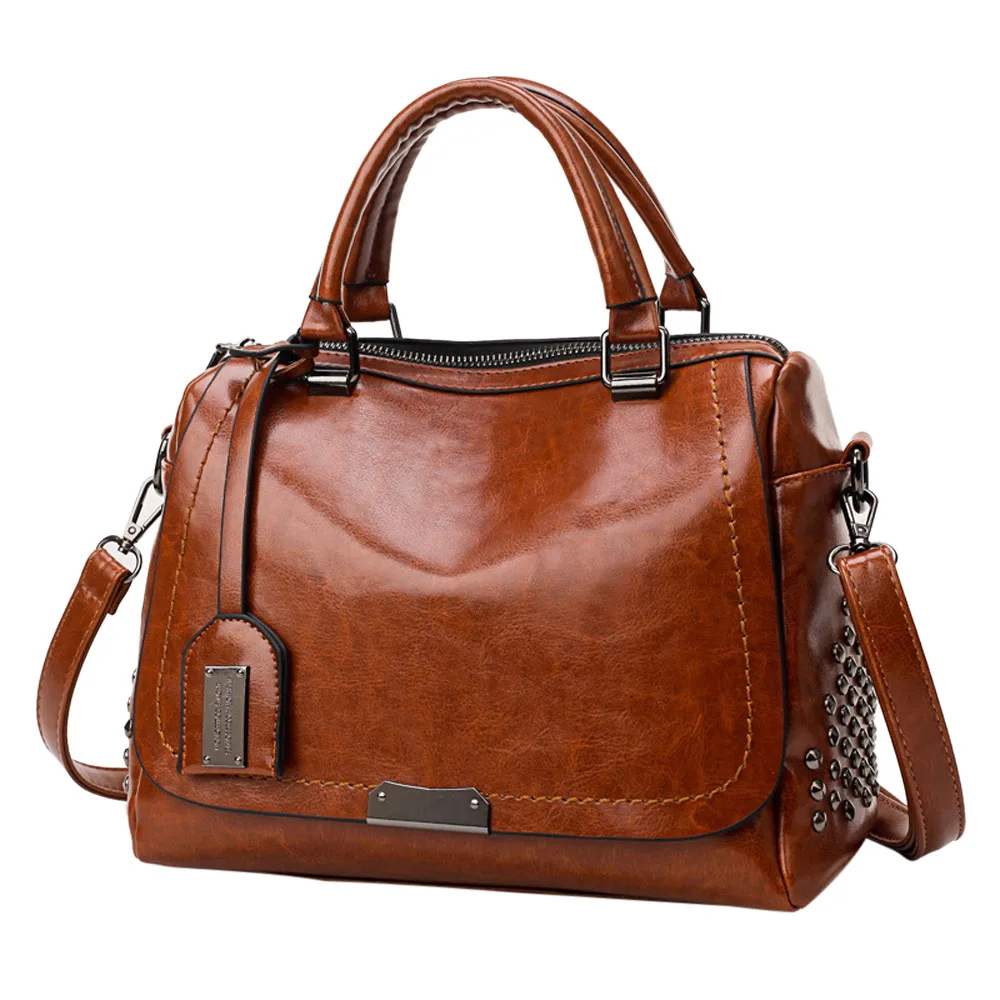 Сумка женская кожаная сумка большая женская повседневная сумка с заклепками сумка через плечо сумка-мессенджер роскошные сумки женские сумки 30 - Цвет: B