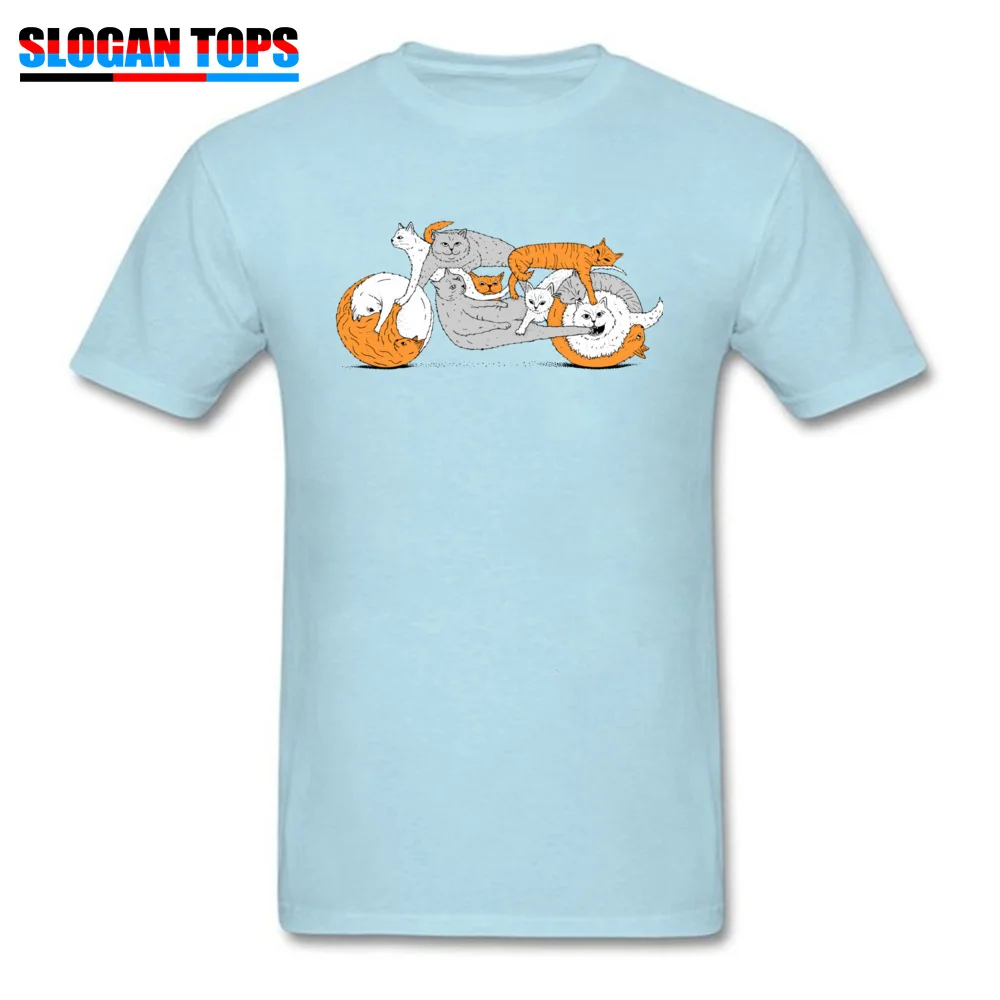 100% Cotton Men Short Sleeve Normal T-shirts Custom Tops Shirts Family Party O Neck Tshirts Drop Shipping Funny Biker Cat Cafe Racer Motorcycle Kitten light