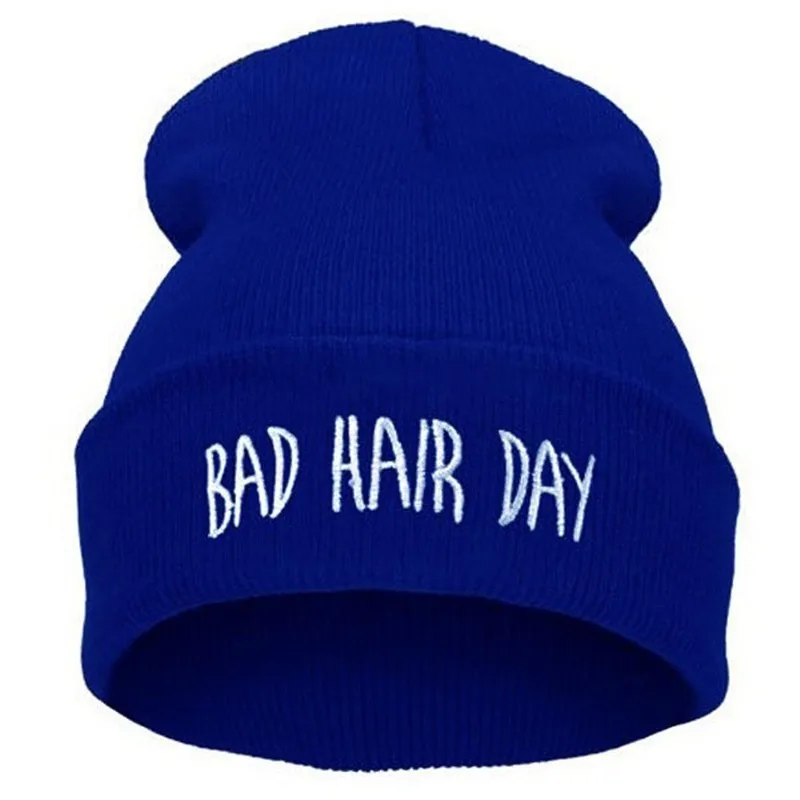 2019 новые шапочки Skullies, день плохой прически, вязаные шапки с вышивкой, зимняя теплая шапка унисекс, повседневная мужская Кепка для