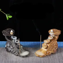 Ретро керамическая курильница с обратным потоком благовония конусов горелка подставка для ароматических палочек керамическое ремесло креативный домашний декор буддийская горелка