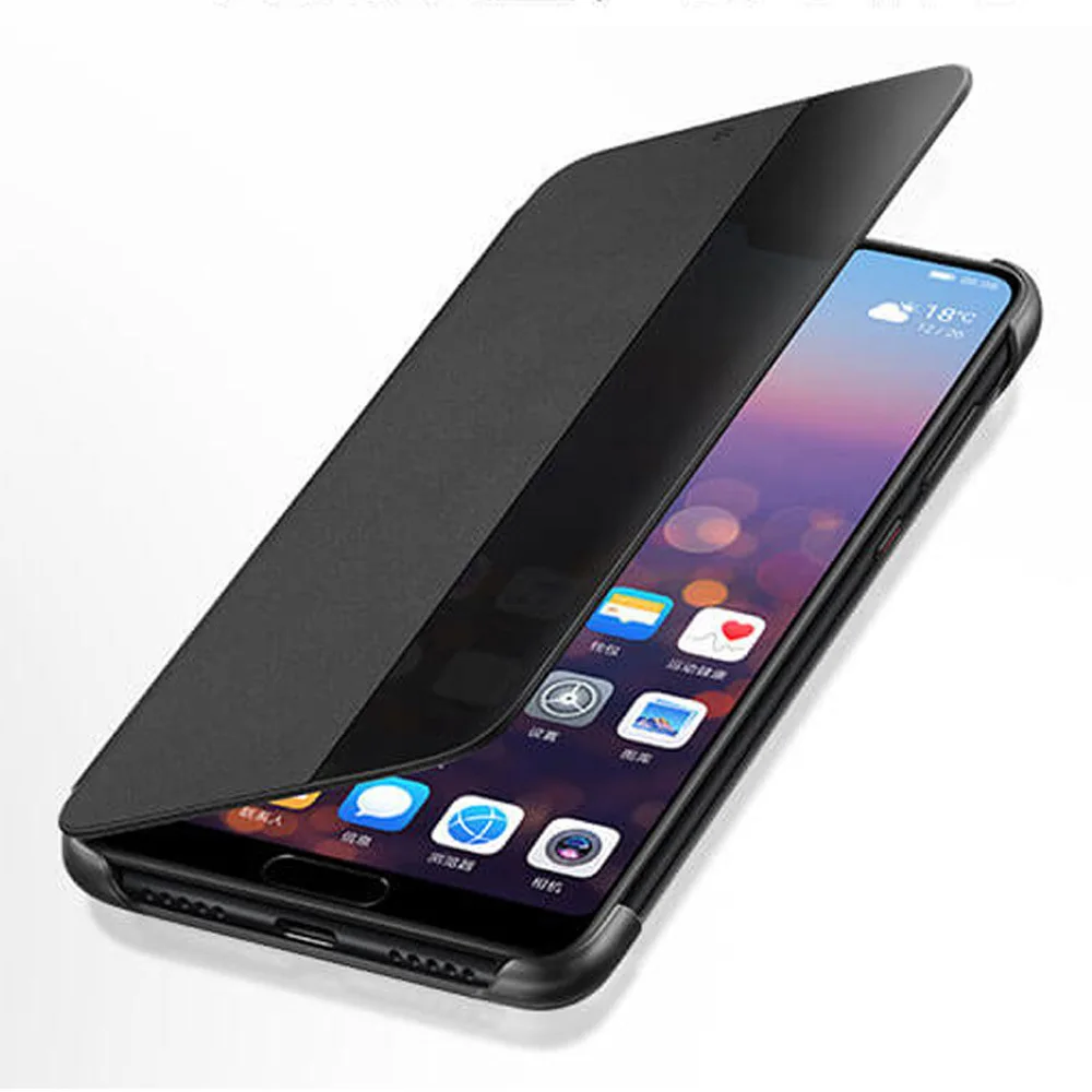 PU Leather Hard Window View Flip Case for Huawei P10 P20 P30 Pro lite Mate 20 Lite Mate 30 Pro