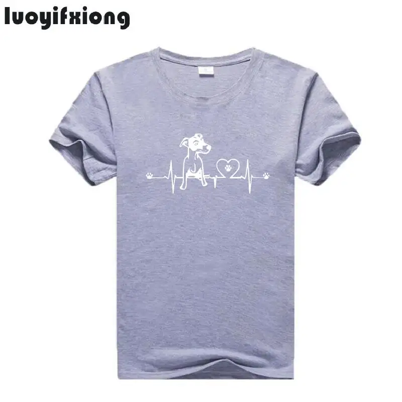 Jack Russell Heartbeat забавная женская футболка с коротким рукавом с животным принтом хипстерская футболка Женские топы футболка с собакой футболка для девочек Femme - Цвет: Серый