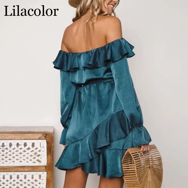 Осеннее платье с бантом синие короткие вечерние атласные зеленые платья Vestidos