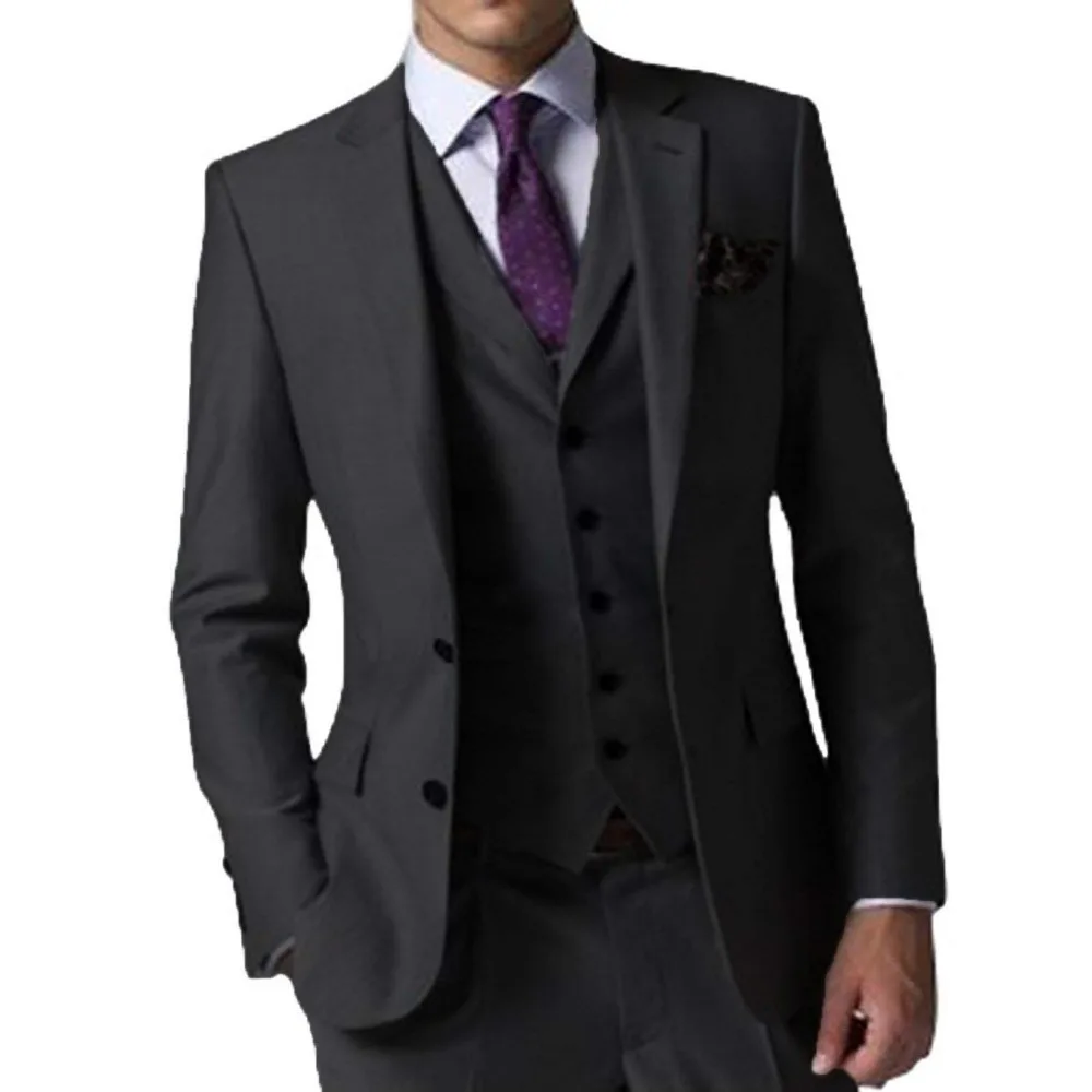 

2018 Black/Navy/Grey Men Suit Slim Fit Jacket Tuxedo Custom Made Blazer Wedding Groom Formal Suits (Blazer+Pants+Vest+Tie)