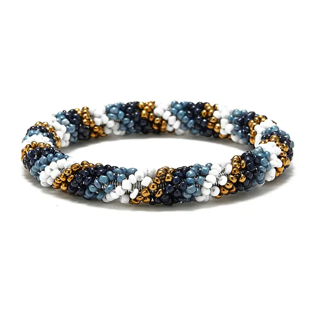 Tianbo Nepal Handmade Bead Bracelet Hippy Friendship Por Roll Tianbo Nepal Handmade Bead Bracelet Hippy Friendship Por Roll Crochet Woven Seed Beads Stripes Pattern Bracelets