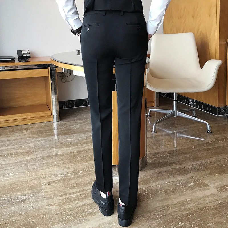 Spring and Summer Men's Trousers, Fashion Pure White Pants, Fashion Japan Style Simple Business Casual Trousers Men