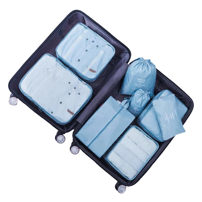 

8-piece Set for Suitcase Wardrobe Closet Storage Organizer Clothes Bra Underwear Shoes Travel Goods Packing Cube Packages