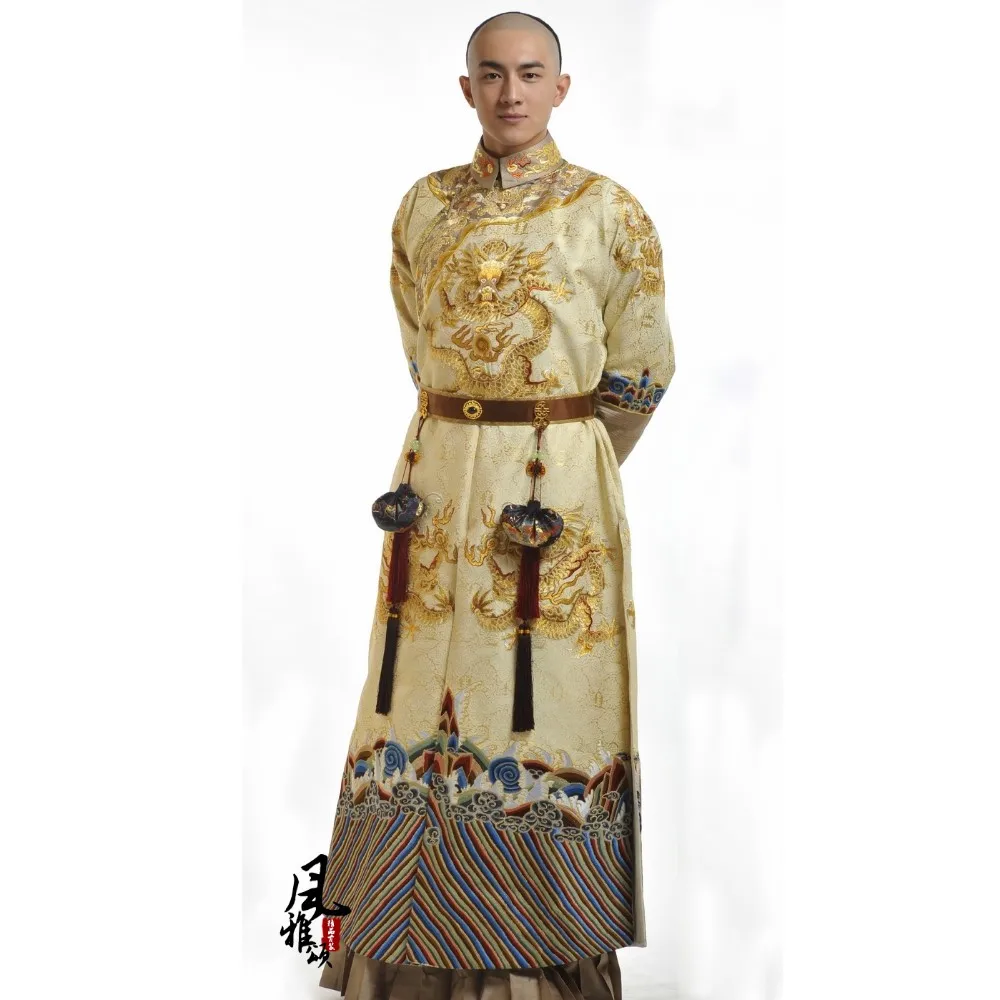 Цин тонкий Embrodiery династии Цин принц официальный костюм Hanfu для ТВ-игра bubujingxin Великолепная вышивка мужской костюм