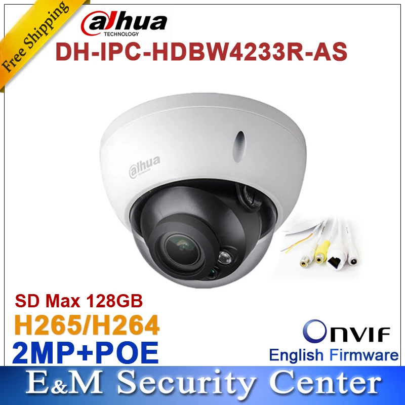Wholesale Dahua DH-IPC-HDBW4233R-AS 2MP IR Mini Dome Network IP Camera IR POE Audio SD card Stellar H265/H264 IPC-HDBW4233R-AS