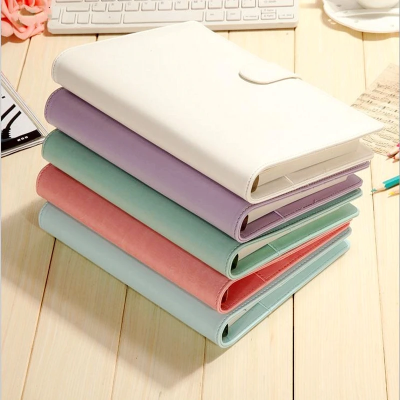 

Macaron leather spiral notebook diary/week planner/agenda organizer Cute ring stationery binder A5 Loose-leaf notebook 100 pages