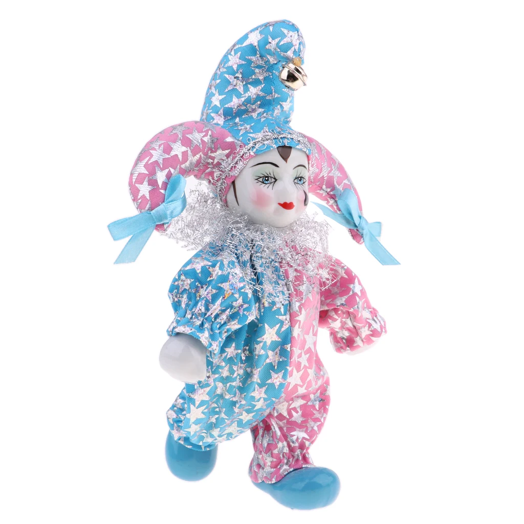20CM Italian Doll Porcelain Clown Figures Artware Fit for Valentine Gift, for Home Office Display Decorations Ornaments