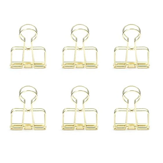 

Affordable 6pcs Gold Color Wire Clips Paper-Clips Classic Wire-spring Design