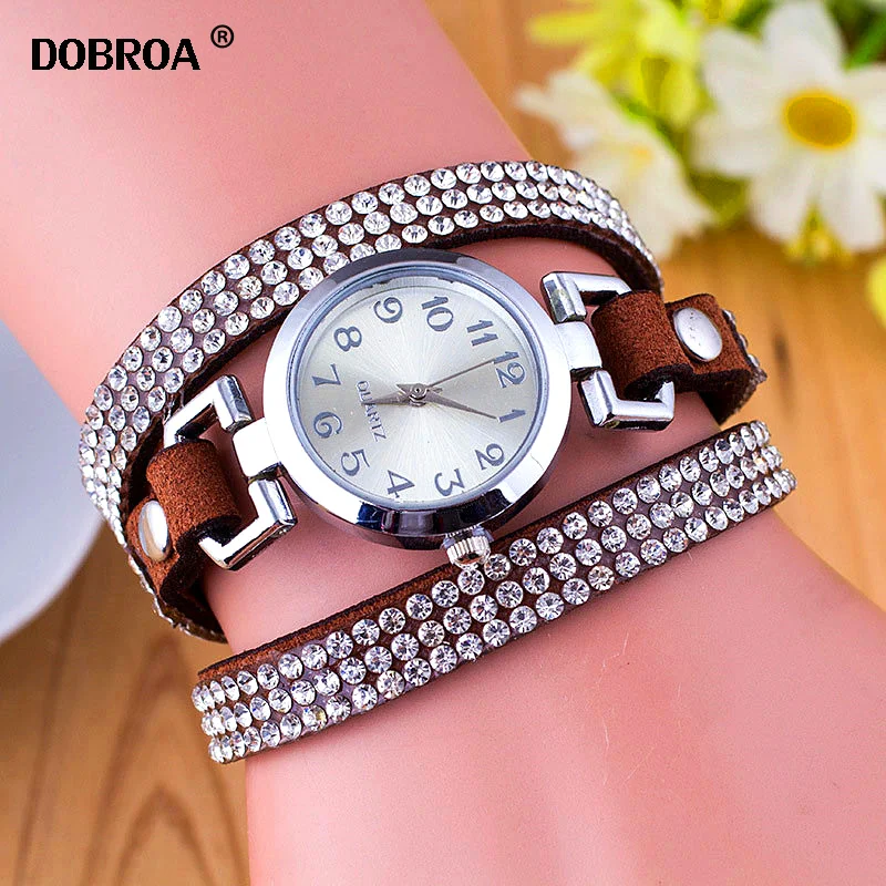 

DOBROA Relogio Feminino Reloj Mujer 2018 Korean Velvet Drill Watch Women Fashion Diamond Top Luxury Diamond Long Bracelet Watch