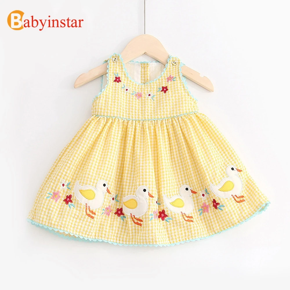

Babyinstar Kids Dresses For Girls Sleeveless Duck Embroidery Toddler Children's Clothing Princess Party Costume Girls Dresses